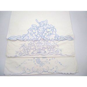 Lot of 3 Cotton Embroidered Cutwork Madeira PILLOWCASES